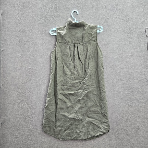 Willi Smith Women Dress 4 Green 100%‎ Linen Mini Shirt Sleeveless Button Up - Picture 8 of 8